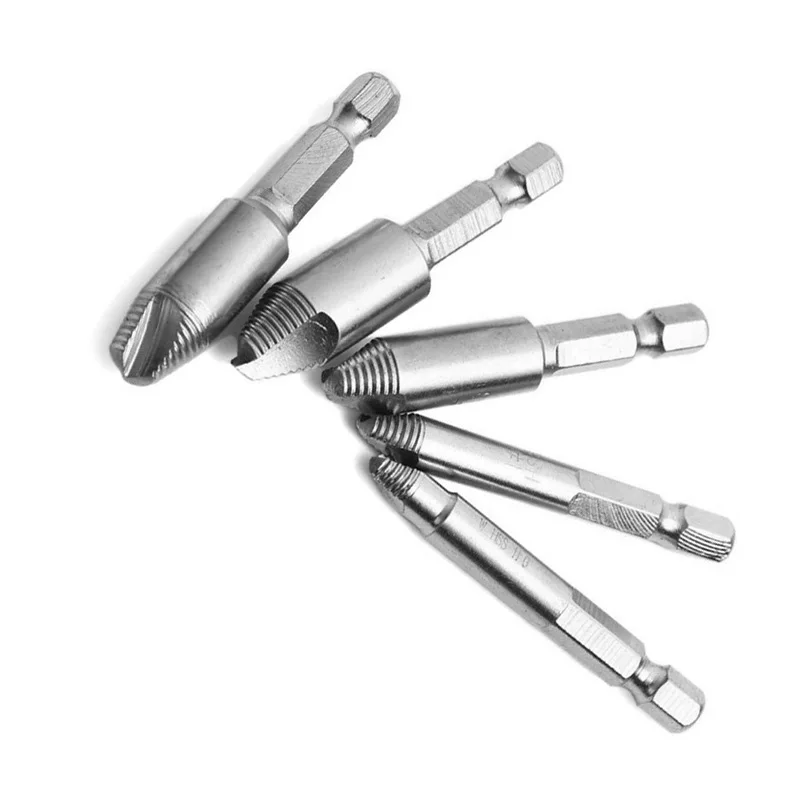 

5pcs Screw Extractor HSS Drill Bit Set Hex Shank Damaged Screw Remover