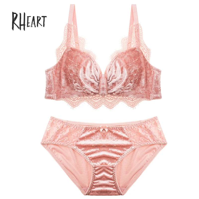 Roseheart зима новинка женская мода розовый кофе кружевной бюстгальтер трусики пуш