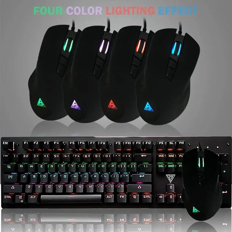 

104 Keys Gaming Mechanical Keyboard And Mouse Set Four-Color Lighting USB Wired Gaming Keyboard For Gamer Accessary