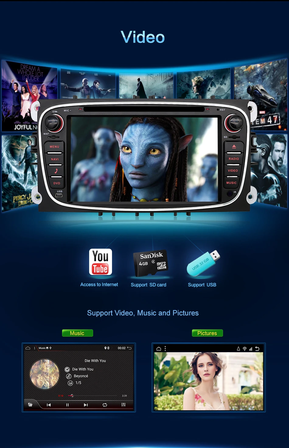 Sale Bosion Android 9.0 Car Multimedia Player GPS 2 Din Octa Core car dvd for FORD/Focus/S-MAX/Mondeo/C-MAX/Galaxy wifi car radio GPS 7