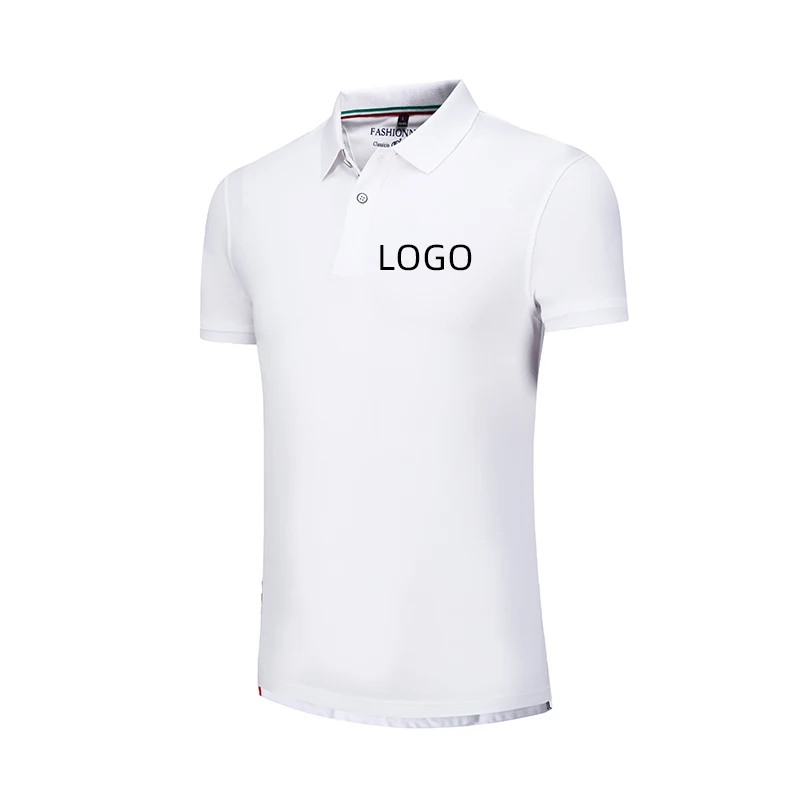 

2019 New design man polo shirt printed logo custom pure color lapel shirt offer sample