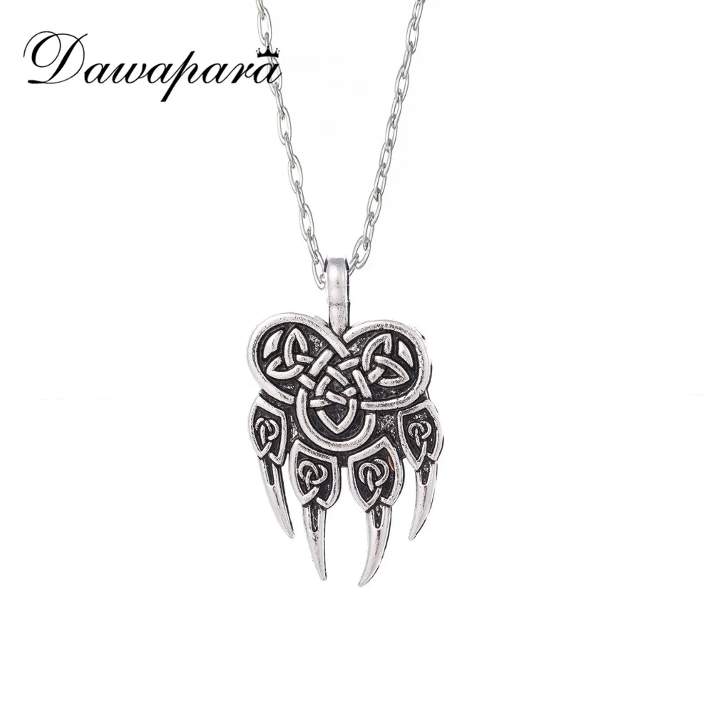 

Dawapara Slavic Veles God Symbol Pendant Viking Necklace Steampunk Warding Bear Paw Amulet