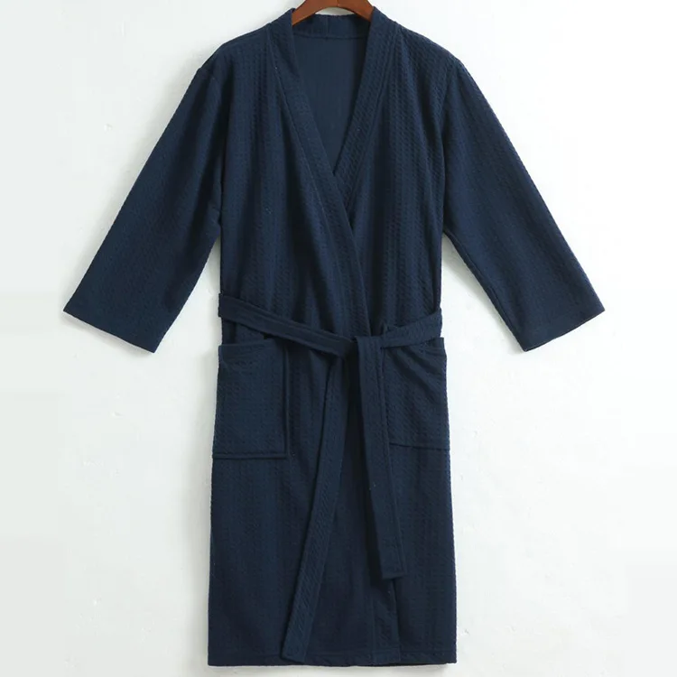 Men Summer Sleeping Robe Long Japanese Bathrobe Solid Men's Bath Robes Plus Size Thick Fabric Bath Wearing Clothing 2018 New (3)