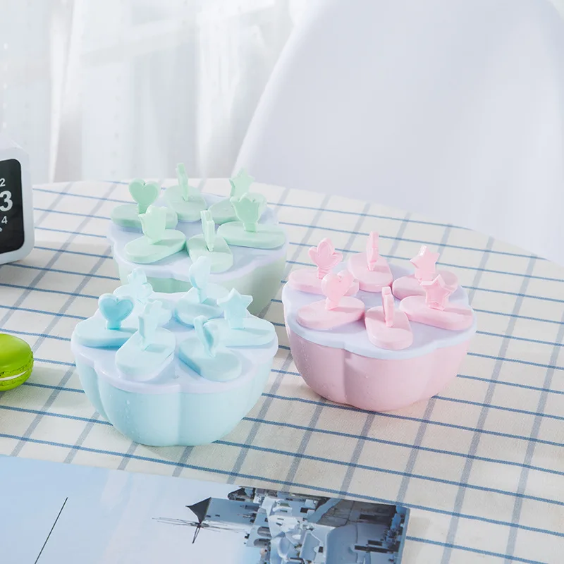 PP Plastic DIY Ice Cube Maker Handle Mould Tray 3 Color Cute Frozen Popsicle Sticks Cream Tools Cooking Gadgets | Дом и сад