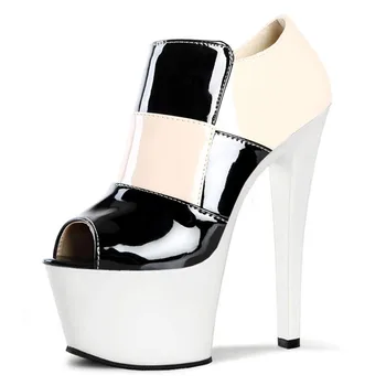 

The new 2016 17cm high with round head thick shoes fashion sexy star fish mouth