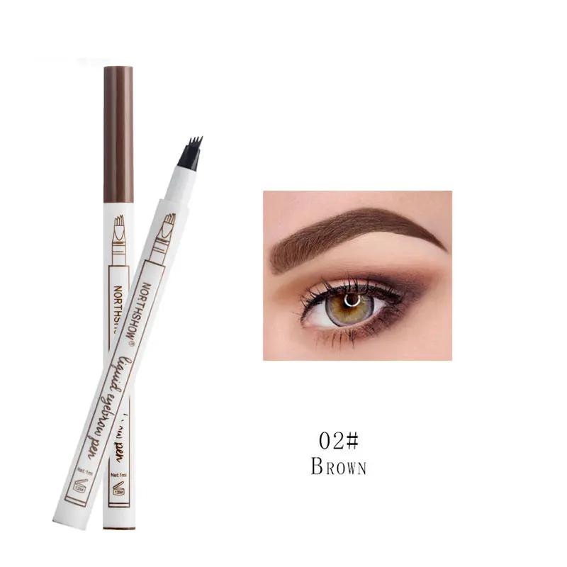 4 Head Fine Sketch Eyebrow Pen Makeup Tools Waterproof Microblading Eyebrow Tattoo Pen Fork Tip Eyebrow Pencils Tint Enhancer