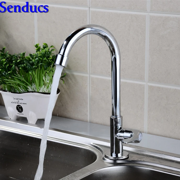 Free shipping Senducs kitchen sink faucet with single handle cold kitchen faucet of deck mounted single