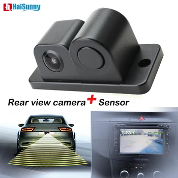 

HaiSunny Car CCD Rear View Camera Video with Parking Sensor System Sound Alarm Display Distance and Image in Car Monitor
