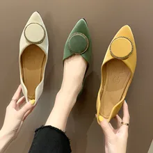 Модная женская обувь; однотонная круглая пряжка с острым носком; бархатные туфли-лодочки; женские балетки на плоской подошве; Новинка года; повседневная обувь без застежки