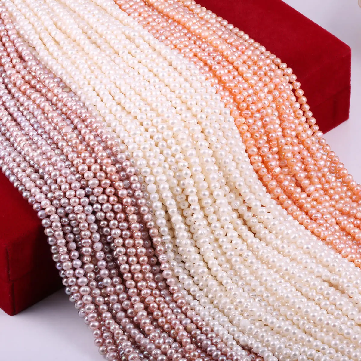 18/" 6-8 mm Pêche Rose Riz petite croix d/'eau douce collier de perles