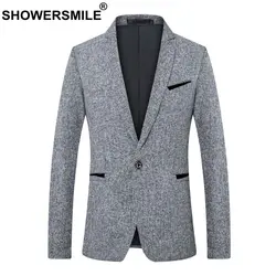 SHOWERSMILE мужские спортивные пиджаки 2019 Хлопок Slim Fit Мужской Пиджак серый Бизнес пальто 5XL карманов осень-зима Винтаж Костюмы