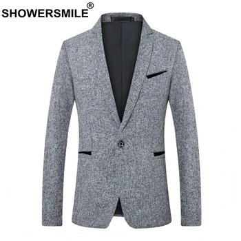 SHOWERSMILE Men Blazers 2018 Cotton Slim Fit Suit Jacket Male Gray Business Coats 5XL Pockets Autumn Winter Vintage Clothing SHOWERSMILE Men Blazers 2018 Cotton Slim Fit Suit Jacket Male Gray Business Coats 5XL Pockets Autumn Winter Vintage Clothing