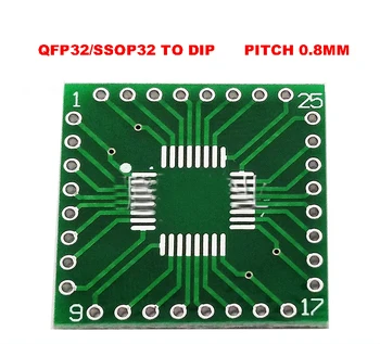 

Free shipping 5pc Adapter PCB SOP32 SSOP32 QFP32 TQFP32 LQFP32 FQFP32 TO DIP 32 Transfer board 0.8mm pitch IC adapter Socket