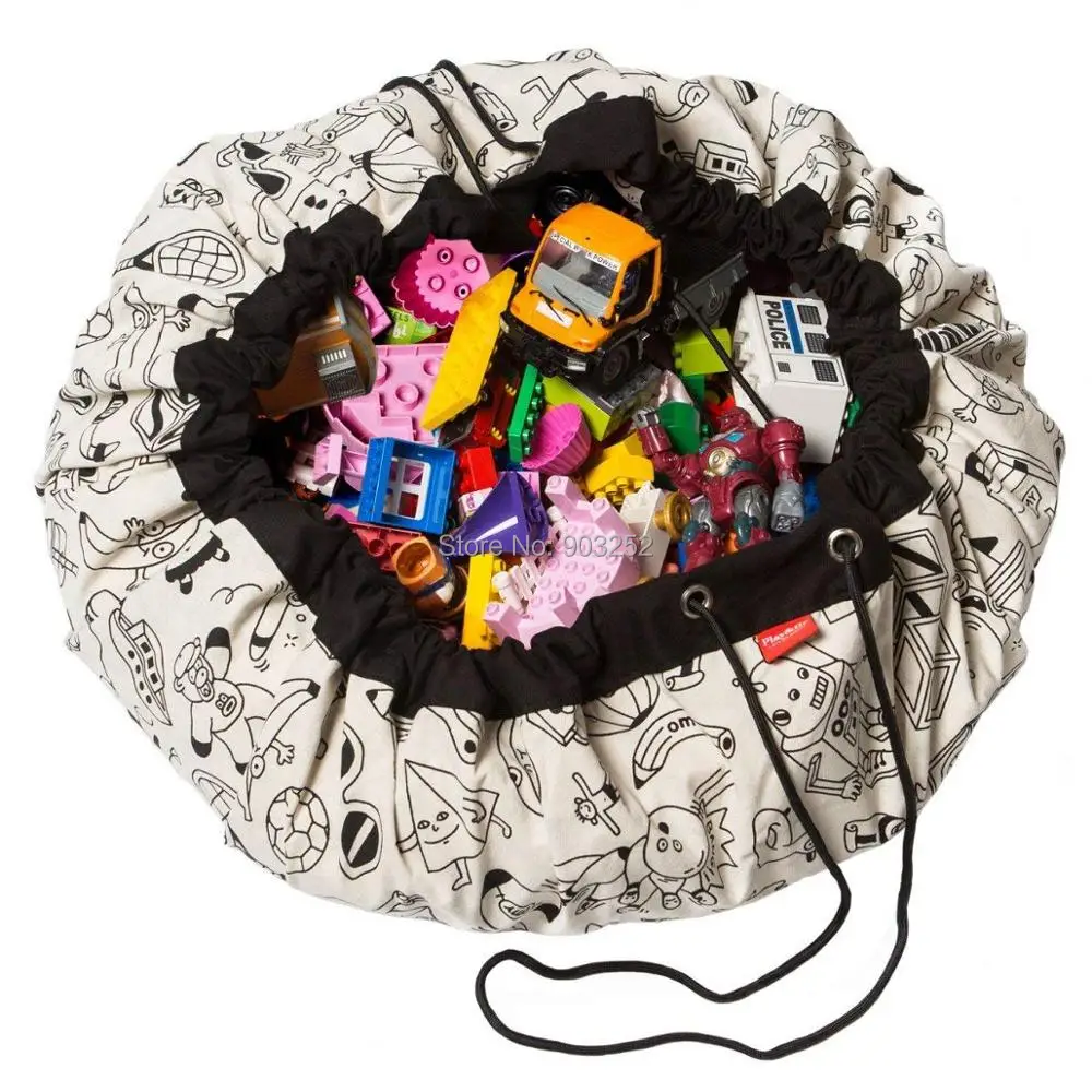 Игровой коврик для рисования и сумка для хранения игрушек-прочный коврик-органайзер для занятий на полу-большой переносной контейнер на шнурке для детских игрушек