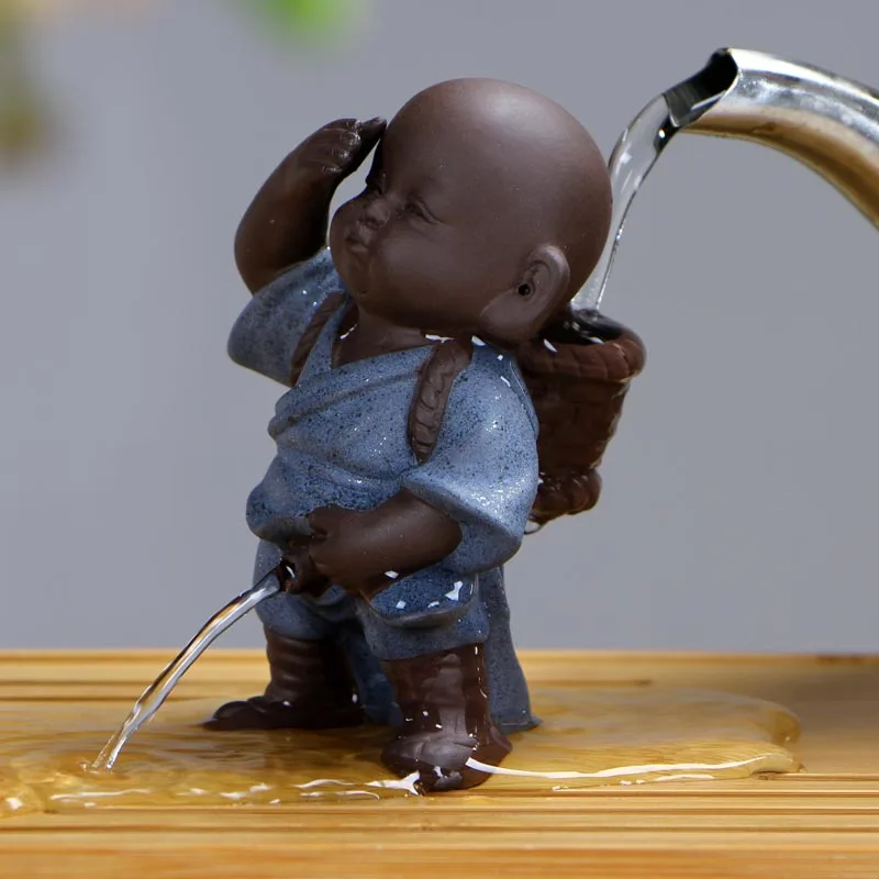 Chinese Folk Art Purple Clay Decoration Crafts Figurines Little Monk Yixing Baby Boy Spray Pee Tea