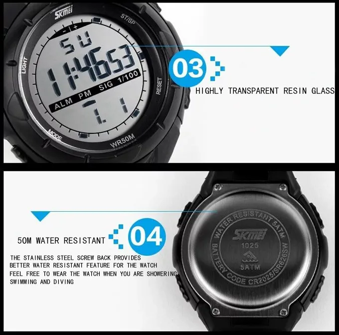 Новые Skmei Брендовые мужские светодиодные цифровые армейские часы, 50 м спортивные часы для дайвинга и плавания, модные наручные часы