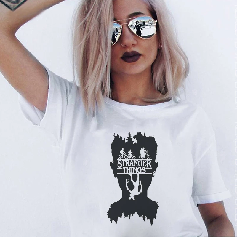 

Plus Size Summer Vogue Stranger Things T Shirt Women Funny Shirts Street Casual Tops Harajuku Shirt Slim Tops T-Shirts Clothing