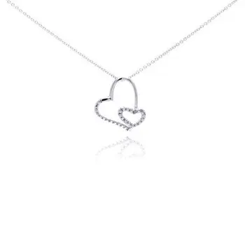 

DANGGAO fashion Double Heart pendant necklace Czs Heart Jewelry choker Necklace for women Gold and Silver and Rose Gold