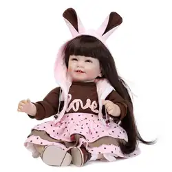 22 дюймов 55 см Реалистичного Reborn Baby девушка симпатичная кукла высокой виниловые Рождество игрушка в подарок для детей розовый коричневый
