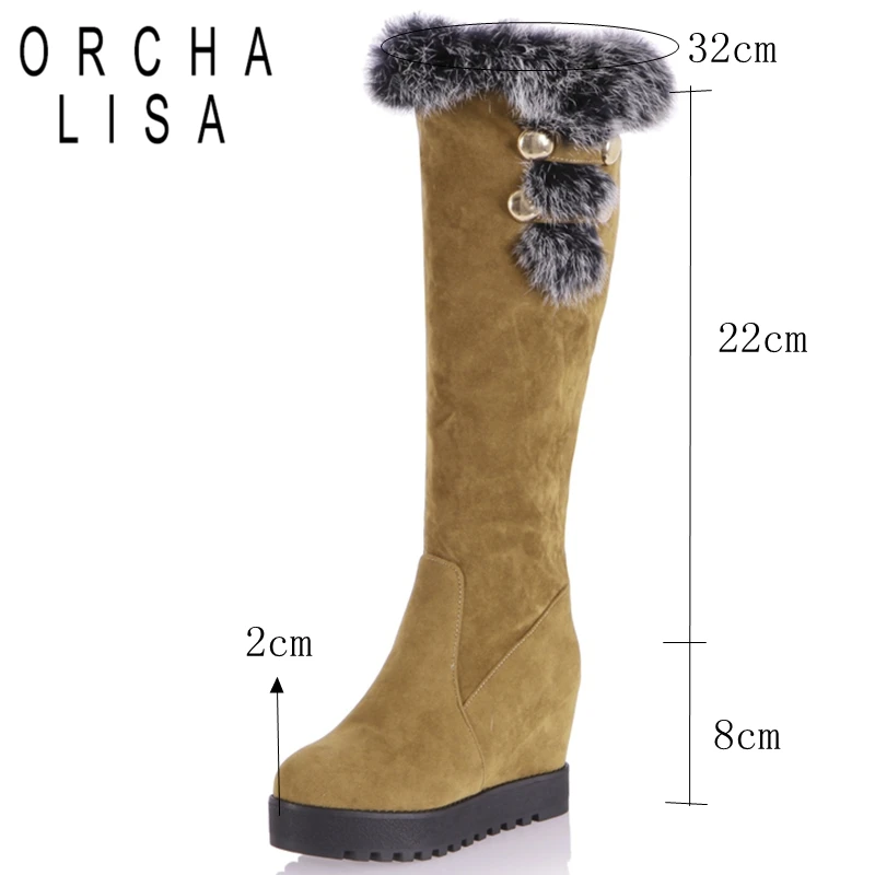 ORCHA LISA/ г. новые модные зимние женские сапоги до колена на высоком каблуке с мехом теплая женская обувь модные зимние сапоги на танкетке CCA058