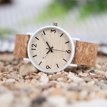 

BOBO BIRD Ladies Watches Wooden Dial Watches PU leather Strap with Wood Gifts Box Unique Watches for Women C-E18