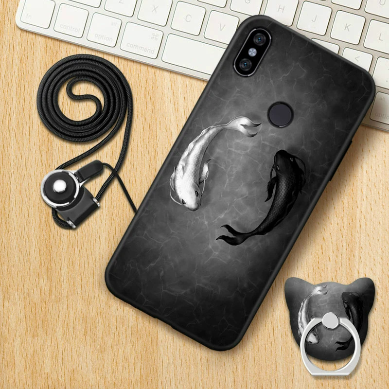 

Xiaomi Redmi Note 5 Case Cute Black Frame Cartoon Painted Phone Shell Cover Case For Xiaomi Redmi Note 5 Pro with rope holder