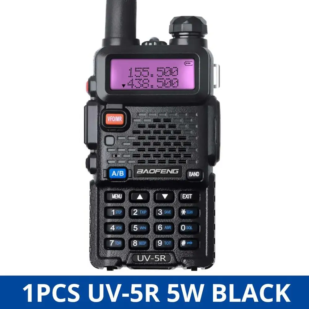 Baofeng UV-5R портативная рация Мини UV 5R CB радиостанция Двухдиапазонная UHF VHF Портативная радиостанция двухстороннее радио Comunicador UV5R BF-UV5R - Цвет: 5W Black