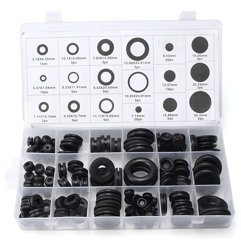 

MTGATHER Rubber Grommets Kits Plug Wire Ring Assortment Set Electrical Wire Gasket Tool Blanking Open Closed Blind Grommets New