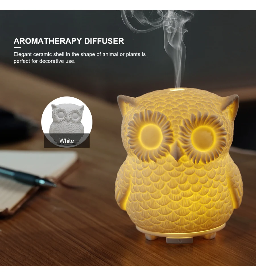 Creative owl Ultrasonic Essential Oil Diffuser Mini USB Air Humidifier Aromatherapy LED Light Aroma Diffuser For Home Office Car