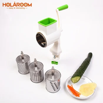 

Manual Rotary Potato Cheeses Slicer Multifunctional Vegetable Cutter Vegetable And Fruit Shredder With 4 Replaceable Drum Blades