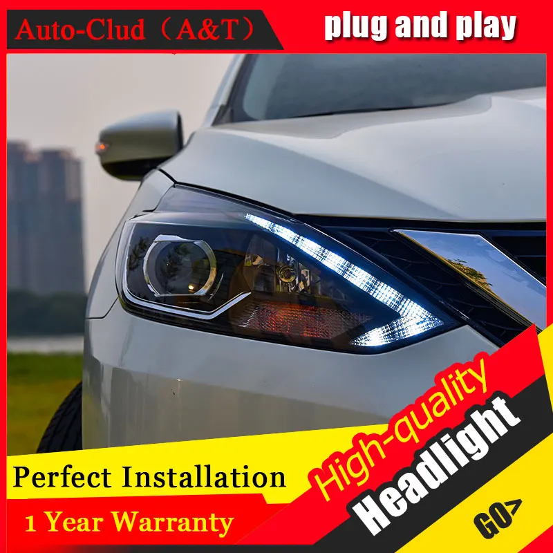 Auto Clud Car Styling For Nissan Sylphy headlights Sentra head lamp led front Bi-Xenon Lens Double Beam HID KIT | Автомобили и