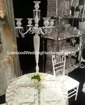 

Tall white iron Candle Holders /crystal glass candlestick Candelabra for wedding decoration
