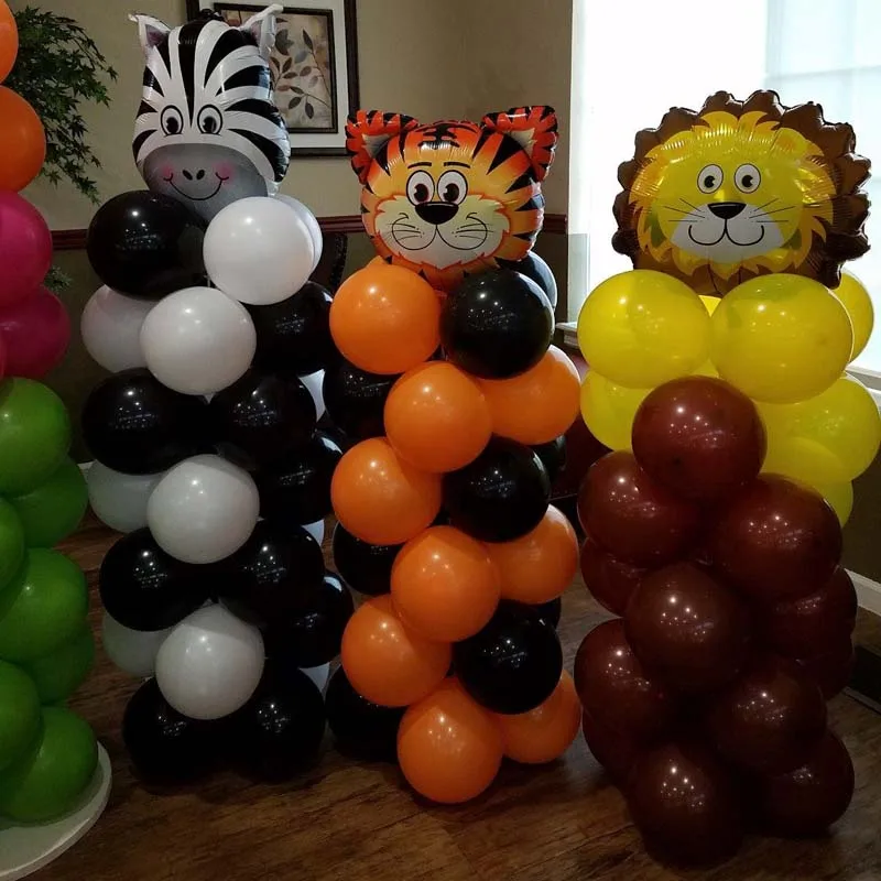 6pcs Animal Lion Tiger Monkey Zebra Balloon Safari Jungle Theme