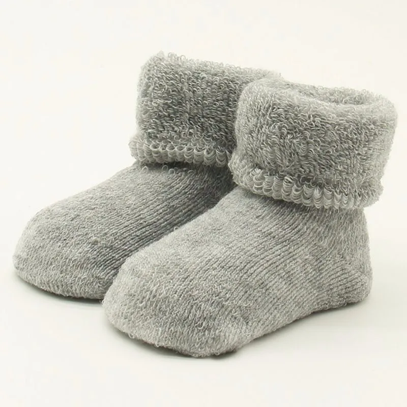 Носки для малышей; От 0 до 2 лет для маленьких девочек и мальчиков; теплые зимние ботинки для новорожденных; Мягкие хлопковые носки; ботиночки