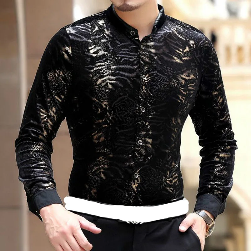 Imported Clothing Mens Luxury Brand Velvet Shirts cheval Chemise Homme ...