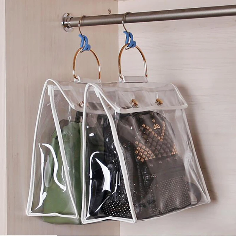 

Clear Dust-Proof Bag Case Organizer Woman Transparent Handbag Protector Holder 2018 Fashion for Travel Beach