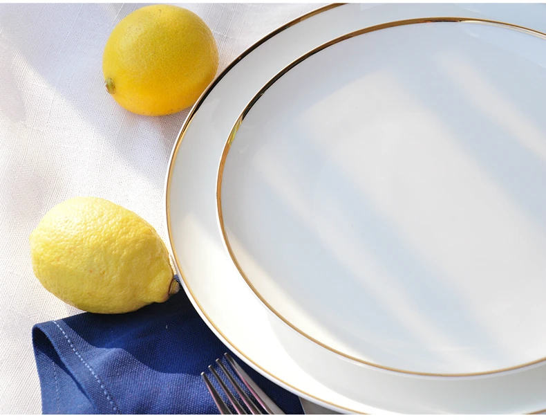 Белая керамическая посуда, тарелка из костяного фарфора, цвет на тарелке, обеденная тарелка с плоскими крышками, Чистое Белое Блюдо Цзиндэчжэнь