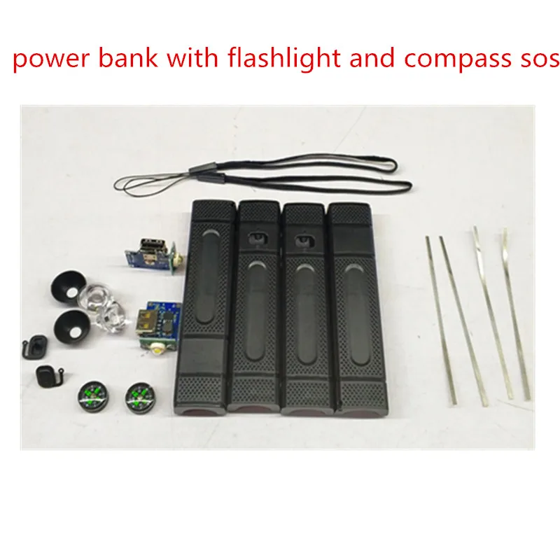 

DIY Power Bank kit 1 18650 battery Case with LED Flashlight compass USB Charger 5v1a flashlight