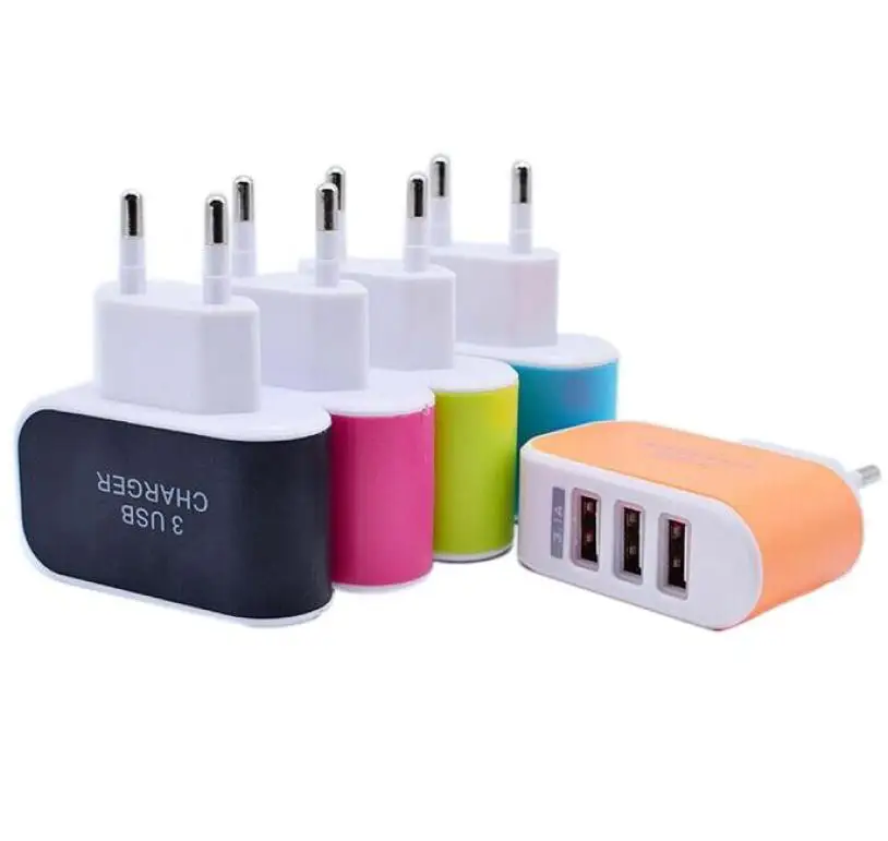 3.1A Triple USB Port Wall Home Travel AC Charger Adapter For S6 EU Plug