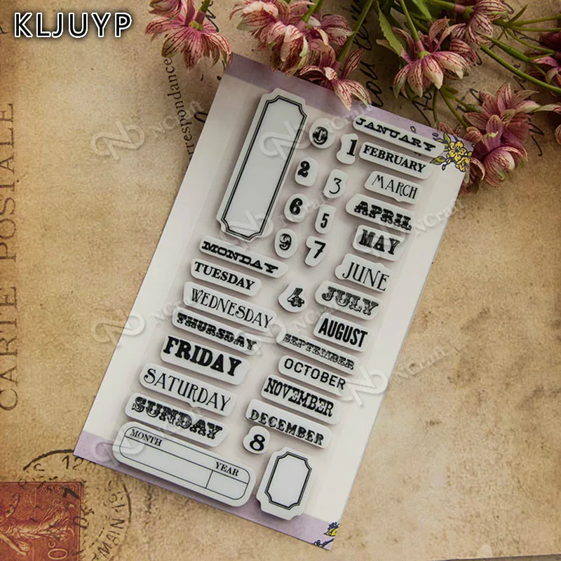 

1 sheet DIY Week and Month Design Transparent Clear Rubber Stamp Seal Paper Craft Scrapbooking Decoration