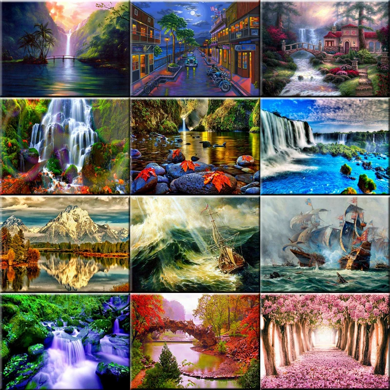 

new Diamond Painting Nature DIY 3D Diamond Embroidery landscape Forest Trees Scenery landscape Picture Mosaic Drawings fc660
