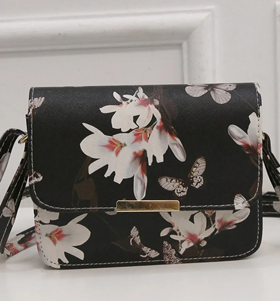 Женская кожаная сумка на плечо с цветочным принтом, сумка-портфель, Ретро стиль, сумка-мессенджер, известный дизайнер, клатч, сумки через плечо, черная, белая