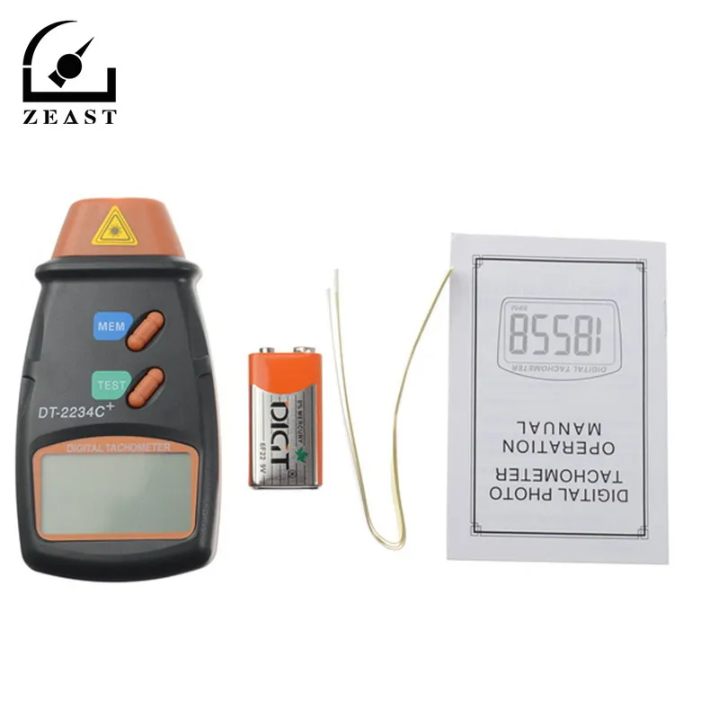 Buy Noncontact Photoelectric Speedometer Tester + 9V batteryDT2234C LCD Digital