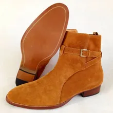 16 ручной работы зимние сапоги с пряжкой Ботинки Kanye West Обувь "Челси" Martin из натуральной кожи Стиль Сапоги и ботинки для девочек Обувь Повседневное мотоциклетные Мужская обувь высокая