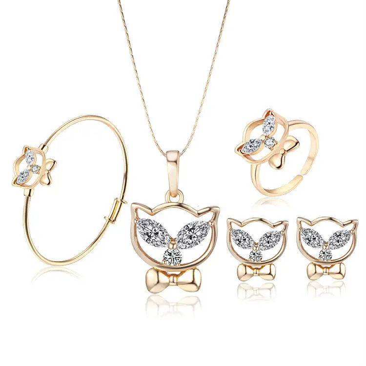 Gold Color Kids Jewelry Sets Strawberry Pendant Necklace