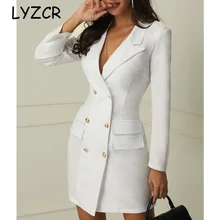 Платье блейзер LYZCR женские белые длинные офисные блейзеры и