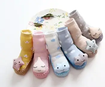 

Lovely Cartoon Newborn baby shoes Non-slip Floor socks Winter soft Cotton first walker Baby Girls and boys indoor shoes