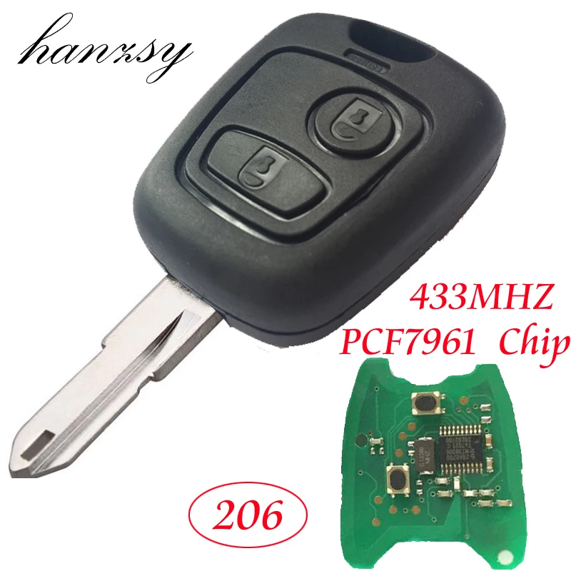 

2 Buttons For PEUGEOT 206 Remote Key DIY With Transponder ID46 PCF7961 Chip 433MHZ Uncut NE73 Blade Complete Vehicle Car Key