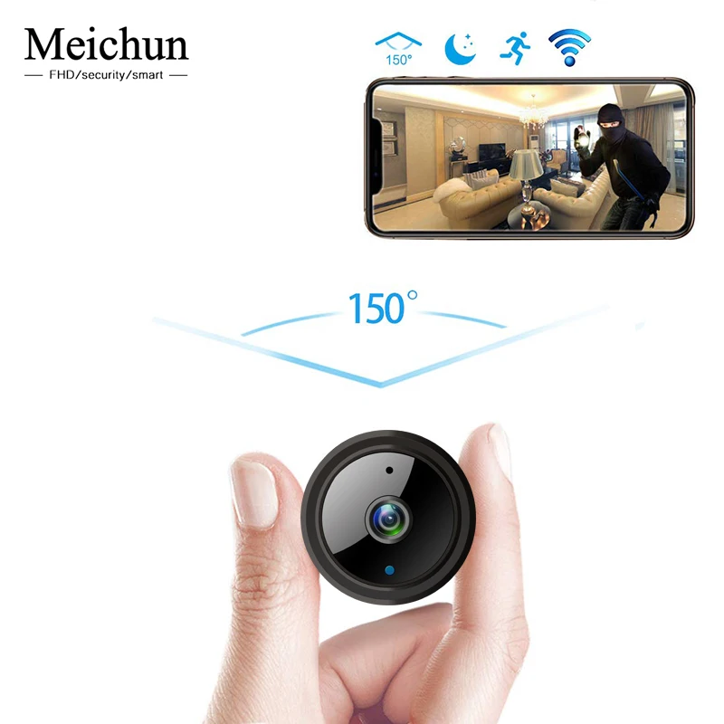 Meichun мини камера WIFI 2MP 1080P ночная версия микро ip с датчиком движения видеокамера