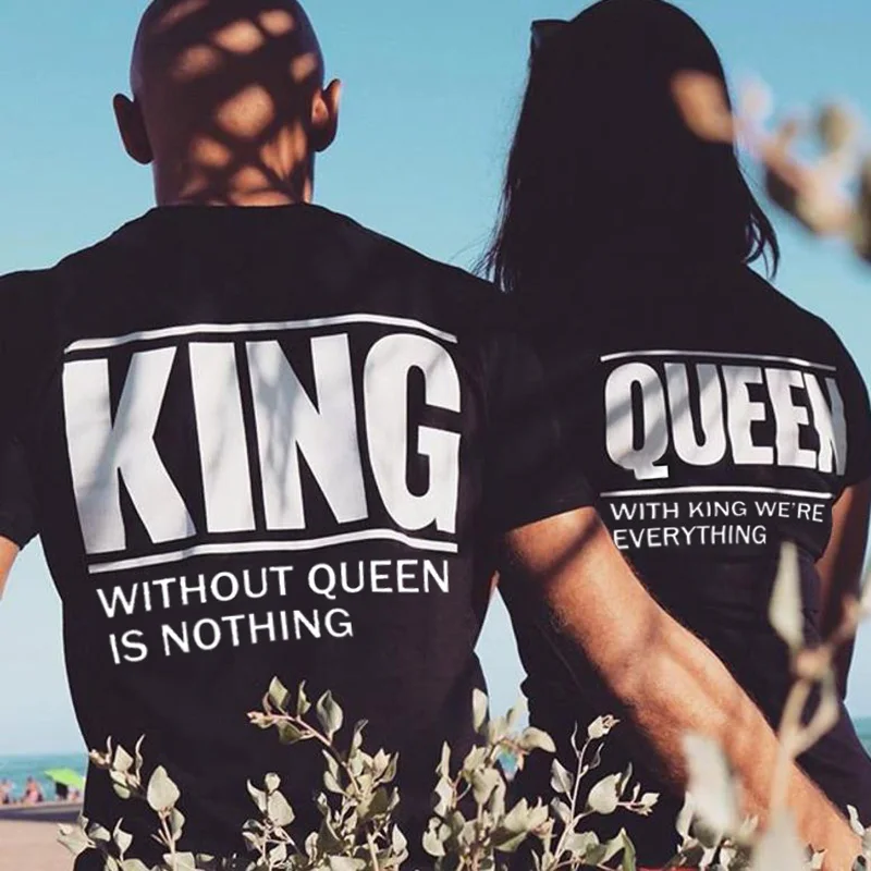 

KING QUEEN Couple T-shirt SAVE THE KING QUEEN T-shirt KING WITHOUT QUEEN T-shirt Crown Couple T-shirt O-neck Tops Lovers Tees
